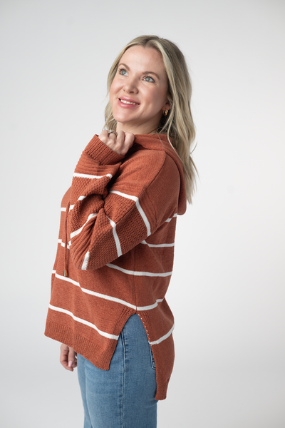 IN STOCK Maddie Striped Hoodie - Pumpkin Spice FINAL SALE