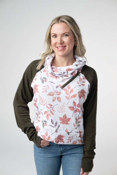 IN STOCK Classic Zoey ZipCowl Sweatshirt - Autumn Leaves and Olive