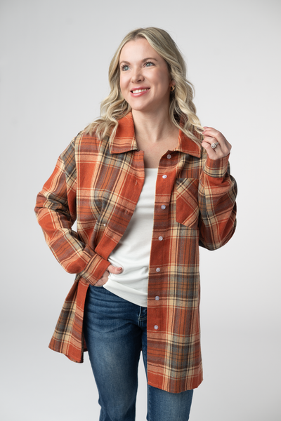 IN STOCK Tunic Plaid Top - Pumpkin Plaid