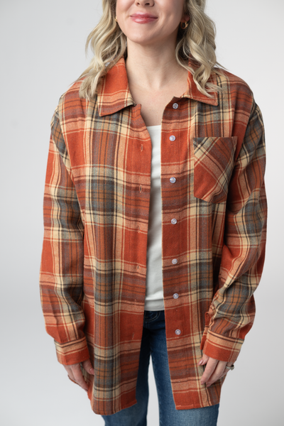 IN STOCK Tunic Plaid Top - Pumpkin Plaid