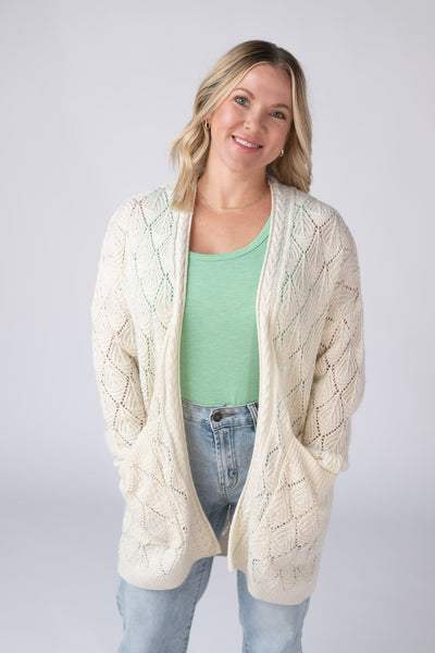 IN STOCK Open Knit Cardigan - Ivory
