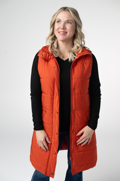IN STOCK Harlow Long Vest - Pumpkin