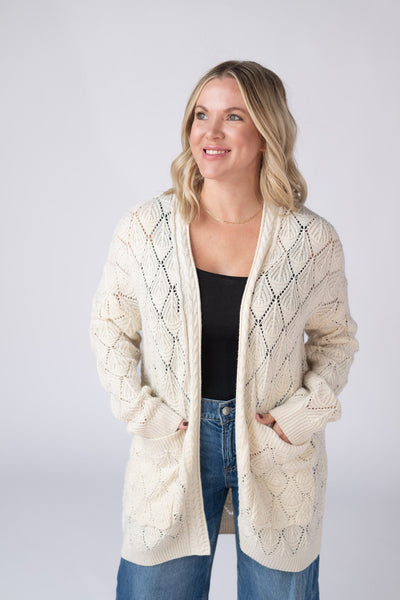 IN STOCK Open Knit Cardigan - Ivory