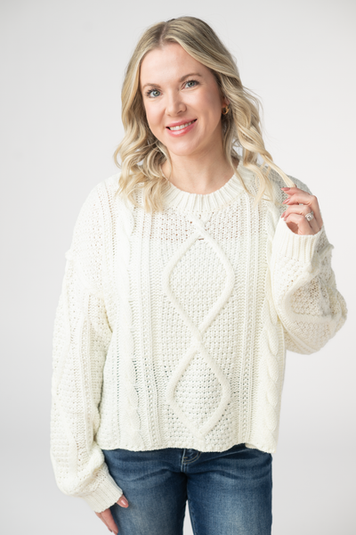 IN STOCK Cable Knit Sweater - Ivory