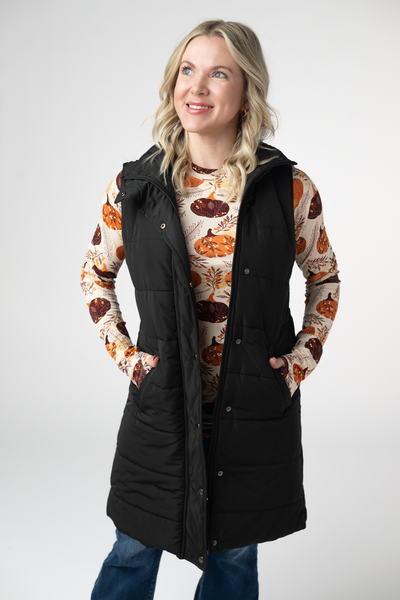 IN STOCK Harlow Long Vest - Black