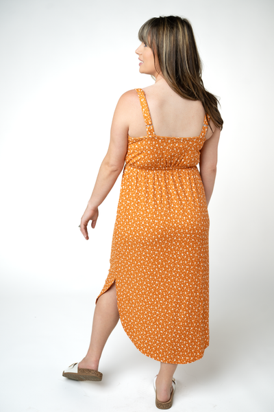 IN STOCK Reagan Ribbed Midi Dress - Pumpkin Floral FINAL SALE