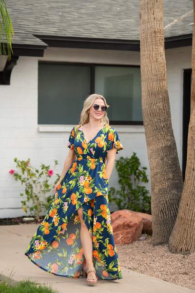 IN STOCK Harley High-Low Dress - Navy Citrus FINAL SALE