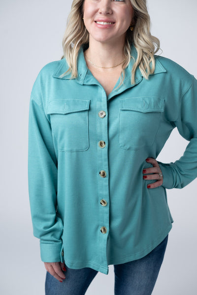 IN STOCK Brenna Button Down Top - Teal