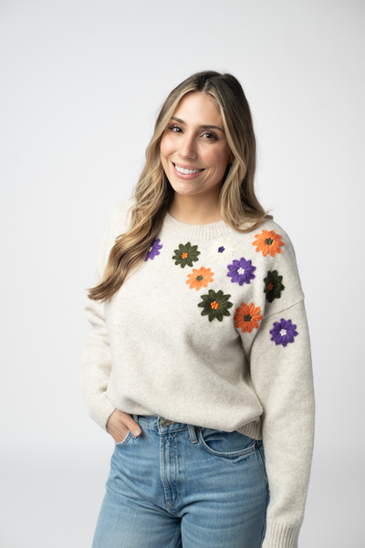 IN STOCK Fall Floral Sweater - Beige