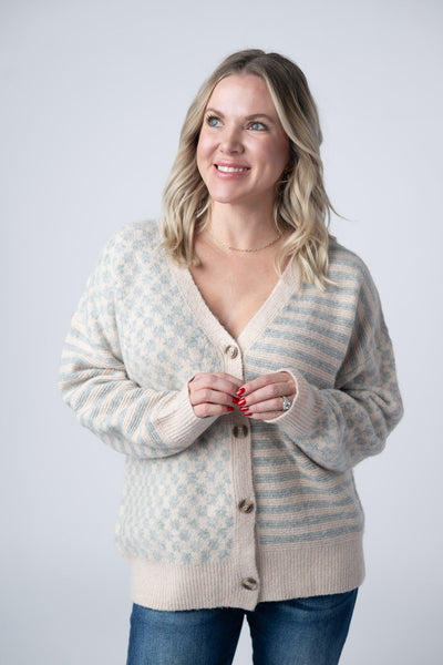 IN STOCK Pattern Mix Neutral Cardigan FINAL SALE