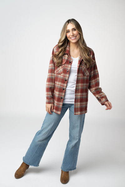 IN STOCK Norah Shacket - Brick Plaid FINAL SALE