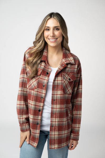 IN STOCK Norah Shacket - Brick Plaid FINAL SALE