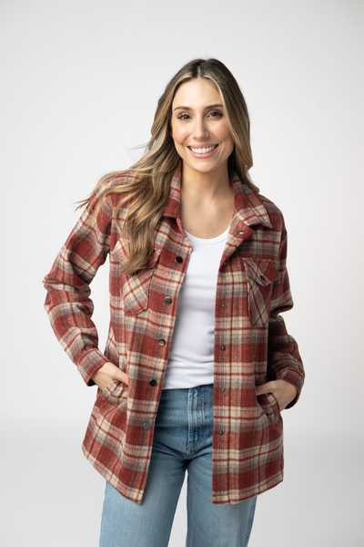 IN STOCK Norah Shacket - Brick Plaid FINAL SALE