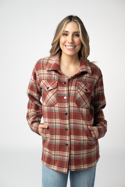 IN STOCK Norah Shacket - Brick Plaid FINAL SALE