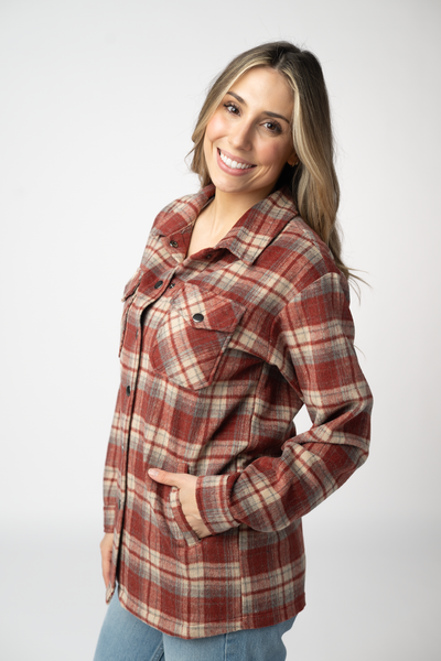 IN STOCK Norah Shacket - Brick Plaid FINAL SALE