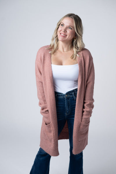 IN STOCK Madison Cozy Cardigan - Dusty Rose FINAL SALE