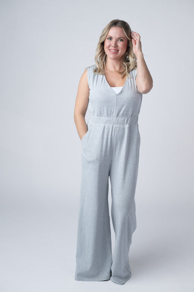 IN STOCK Kenzie Striped Jumpsuit - Grey
