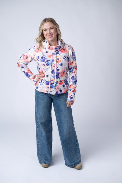 IN STOCK Soft Funnel Neck - Sunset Watercolor Floral