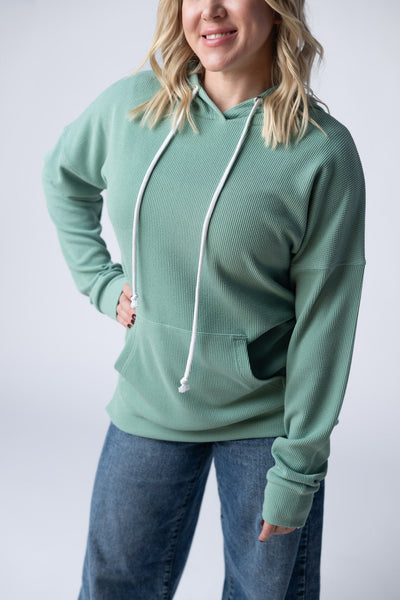 IN STOCK Kacey Ribbed Hoodie - Sage
