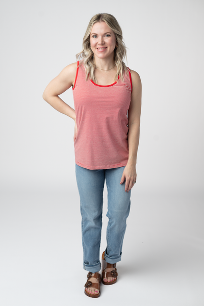 IN STOCK Micro Striped Tank - Red FINAL SALE