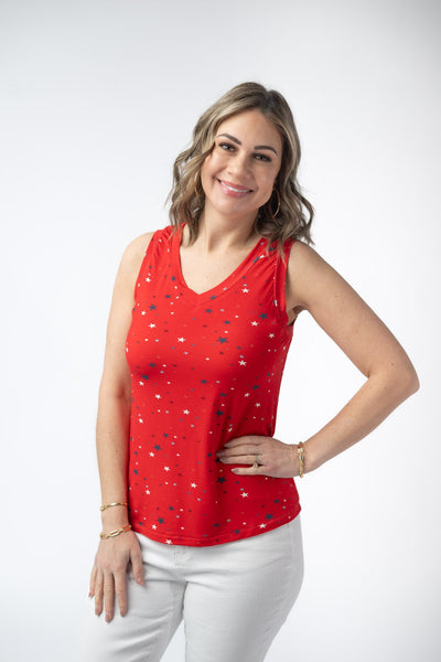 IN STOCK Noelle Tank - Red Liberty Stars FINAL SALE