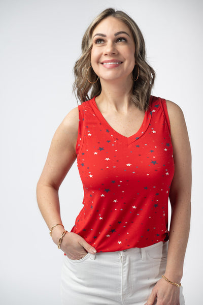 IN STOCK Noelle Tank - Red Liberty Stars FINAL SALE