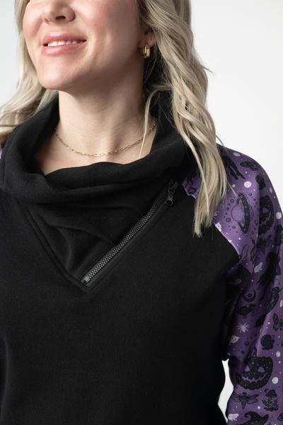 IN STOCK Zoey ZipCowl Sweatshirt - I Put A Spell On You and Black