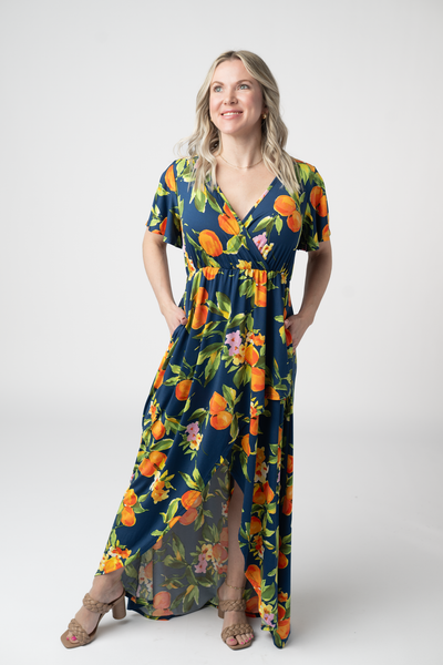 IN STOCK Harley High-Low Dress - Navy Citrus FINAL SALE