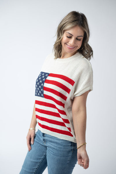 IN STOCK American Flag Open Knit Top FINAL SALE