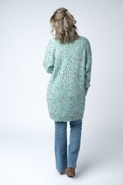 IN STOCK Carly Confetti Dot Cardigan - Aqua Blue