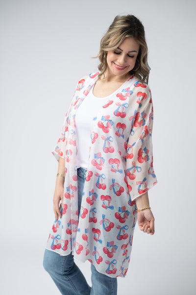 IN STOCK Patriotic Cherries Kimono FINAL SALE