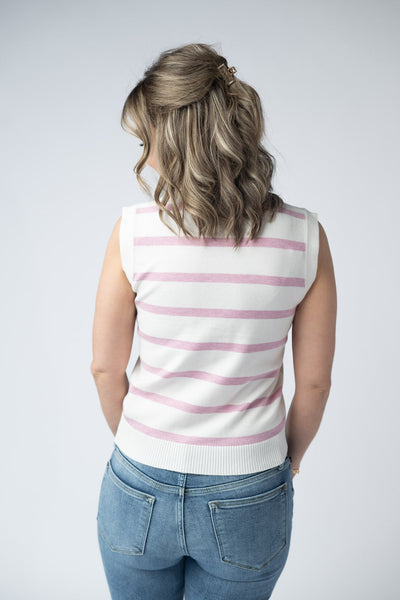 IN STOCK Lucy Striped Button Tank - Pink