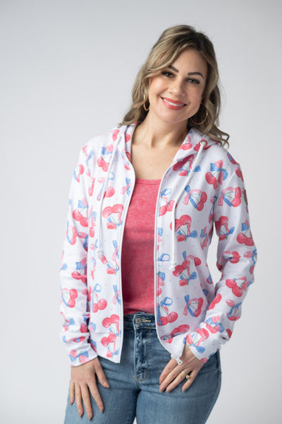 IN STOCK Fullzip Hoodie - Patriotic Cherries FINAL SALE