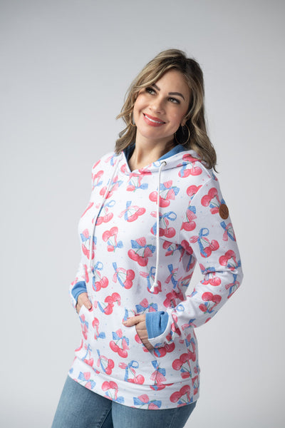 IN STOCK Hailey Pullover Hoodie - Patriotic Cherries FINAL SALE