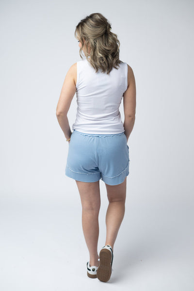 IN STOCK French Terry Stevie Shorts - Dusty Blue