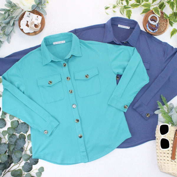 IN STOCK Brenna Button Down Top - Teal