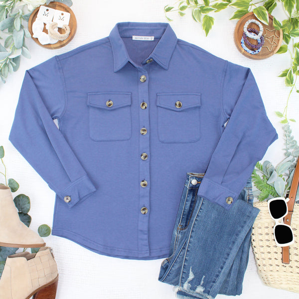 IN STOCK Brenna Button Down Top - Denim