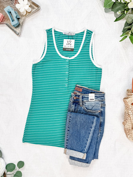 IN STOCK Shiloh Button Snap Tank - Green