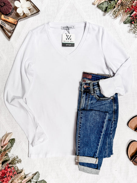 IN STOCK Leah Long Sleeve Top - White FINAL SALE