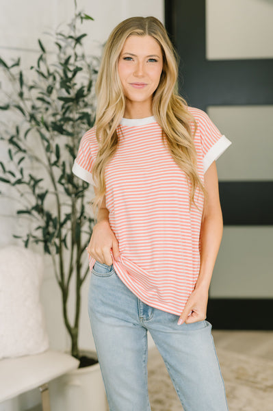I Wouldn't Mind Short Sleeve Top in Coral