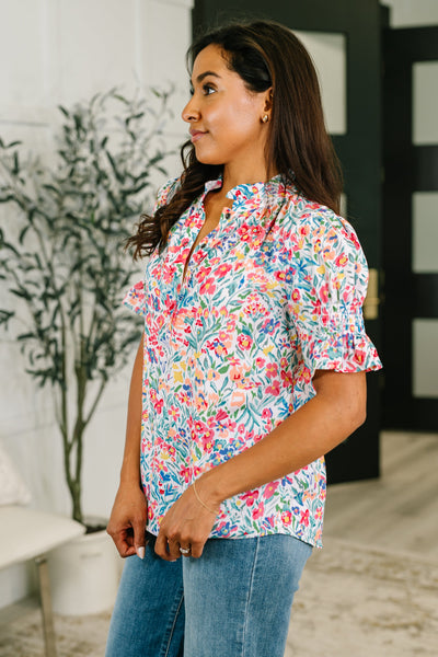 It's Been a Day Split Neck Blouse