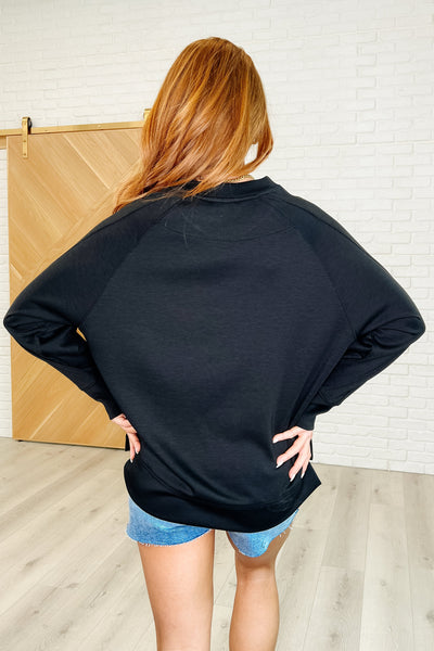 It's The Little Things Relaxed Scuba Pullover in Black