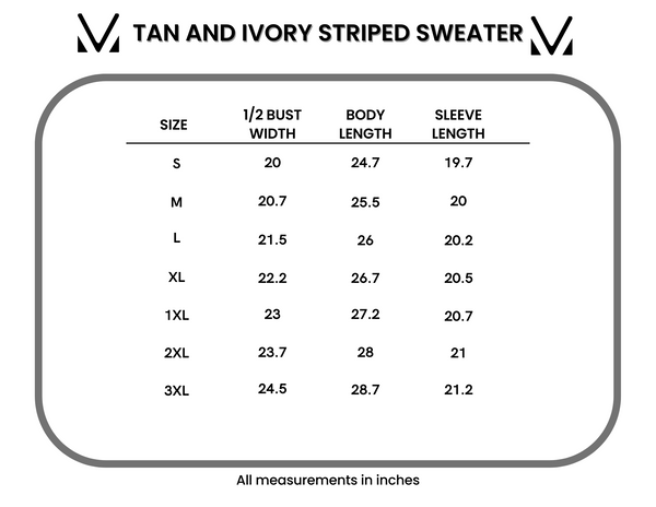 IN STOCK Tan and Ivory Stripe Sweater