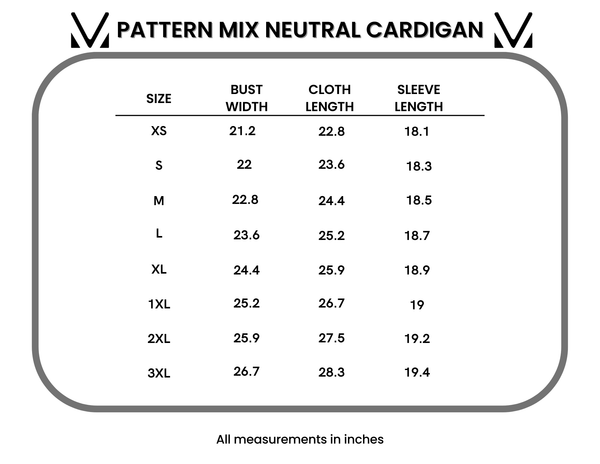 IN STOCK Pattern Mix Neutral Cardigan FINAL SALE