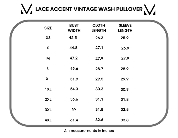 IN STOCK Lace Accent Vintage Wash Pullover - Purple