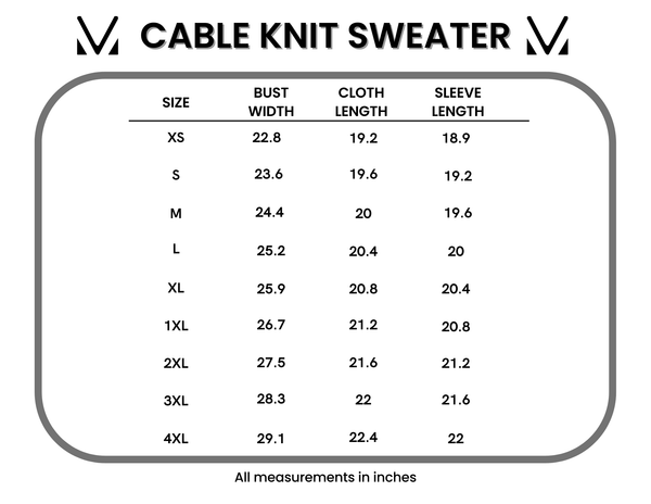 IN STOCK Cable Knit Sweater - Latte