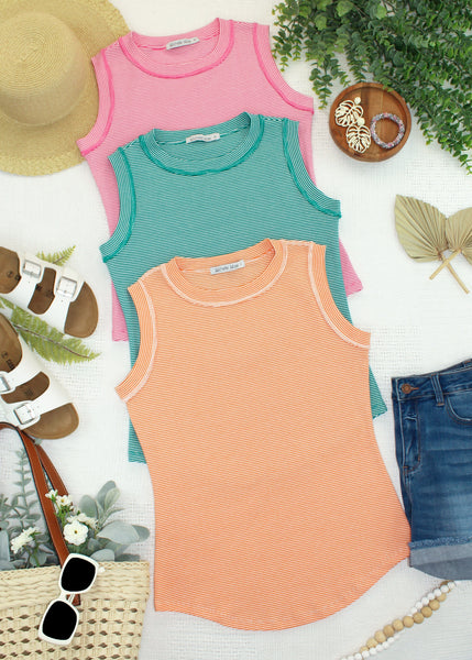 IN STOCK Morgan Micro Striped Tank - Pink