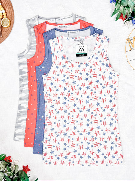 IN STOCK Ava Tank - Red Freedom Stars FINAL SALE