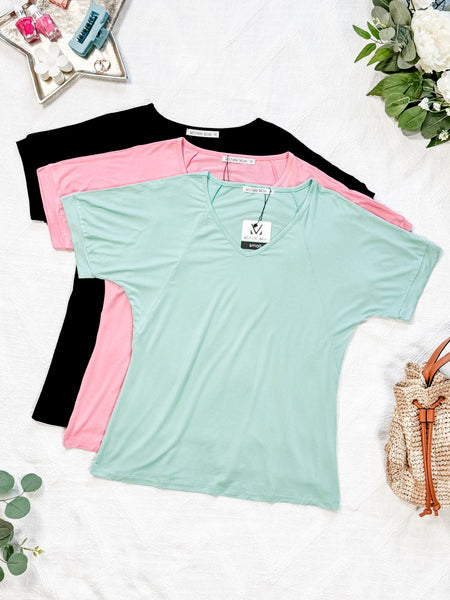 IN STOCK Bamboo V Neck Tee - Rose