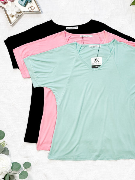 IN STOCK Bamboo V Neck Tee - Rose